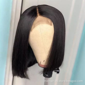 Brazilian Straight Short Lace Front Human Hair Closure Wig For Black Women Virgin Cuticle Aligned 4X4 Lace Closure Wig